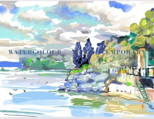 | Digital Painting on Canvas | Lakeside Morning